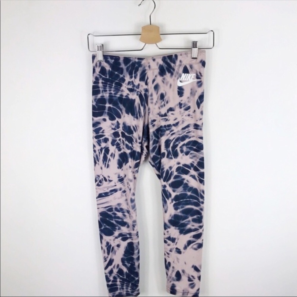 Nike tie Dye Blue/Blush 7/8 leggings New
